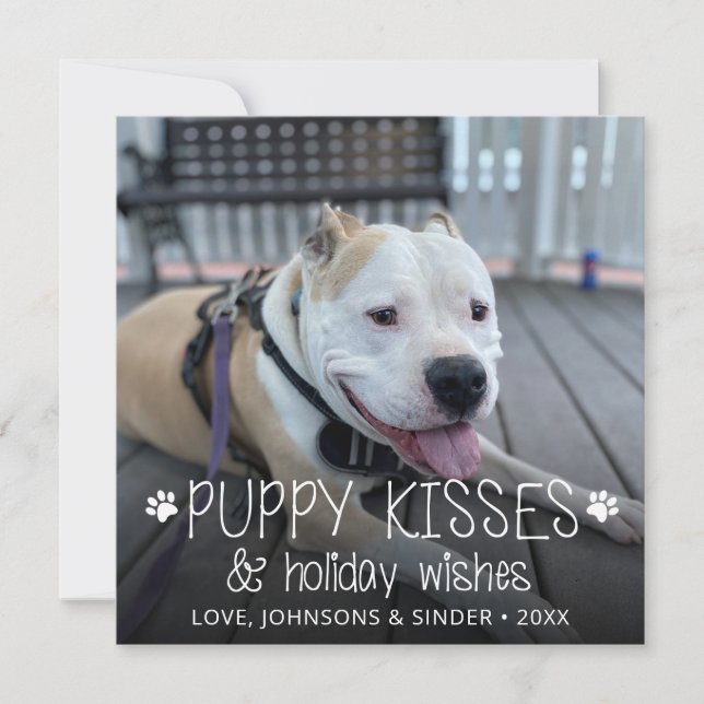 Puppy Kisses Dog Pet Puppy Photo Holiday Card (Front)
