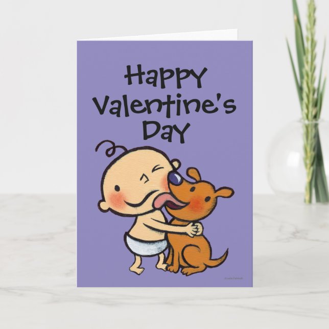 Puppy Kisses for the Baby Holiday Card (Front)