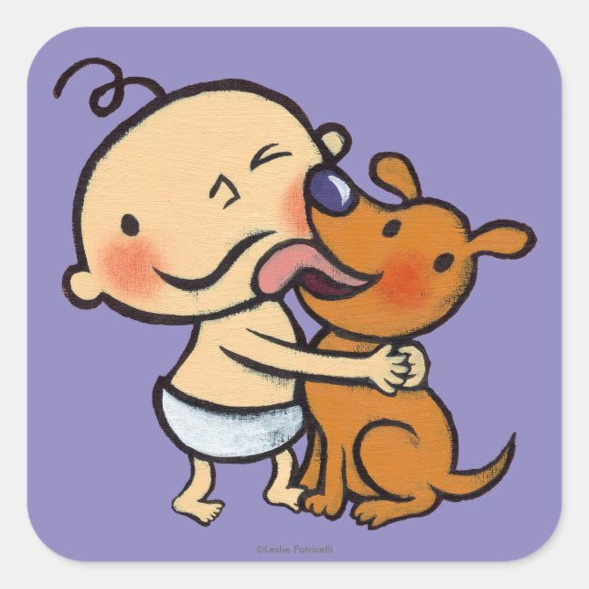 Puppy Kisses for the Baby Square Sticker (Front)