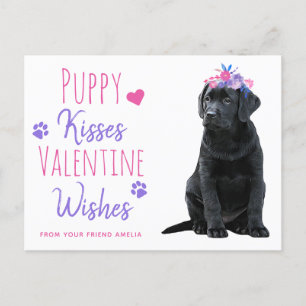 Puppy Kisses Valentine Wishes Kids Valentines Day Holiday Postcard