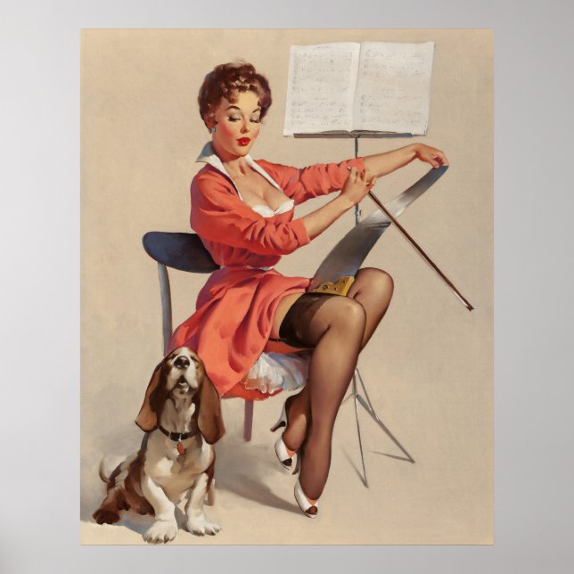 Puppy Learning A Song Pin Up Poster (Front)