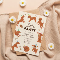 Puppy Let's Pawty Birthday Party Invitation