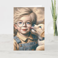 Puppy Licking Little Boy's Face