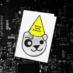 puppy linux logo wearing birthday hat birthday  card