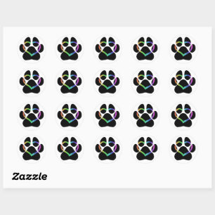 PUPPY LOVE Black Classic Round Sticker