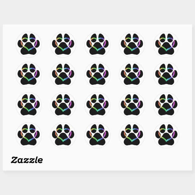 PUPPY LOVE Black Classic Round Sticker (Sheet)
