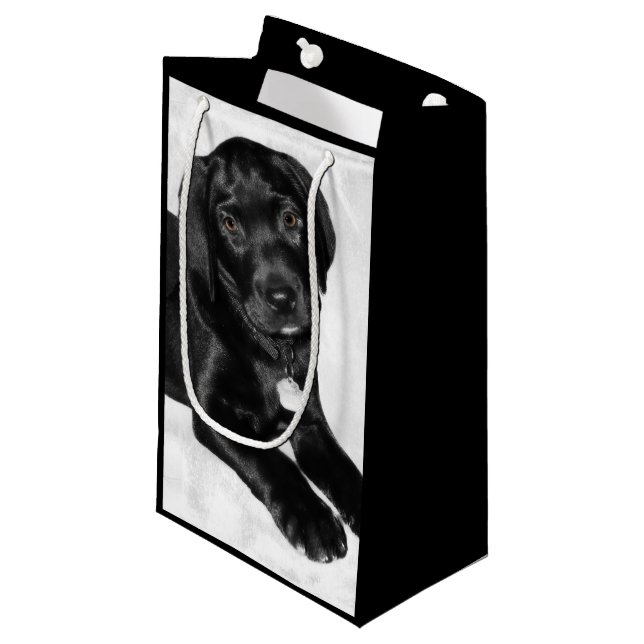 Puppy love black labrador small gift bag (Front Angled)