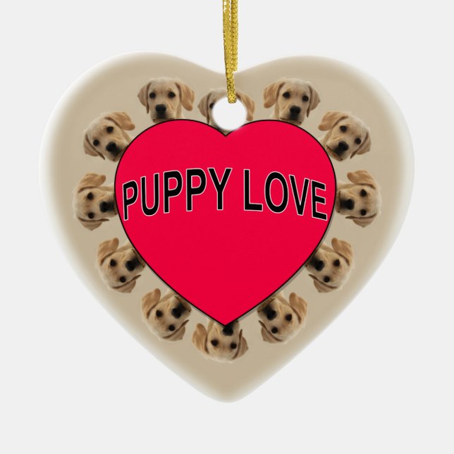 Puppy Love Ceramic Tree Decoration (Front)