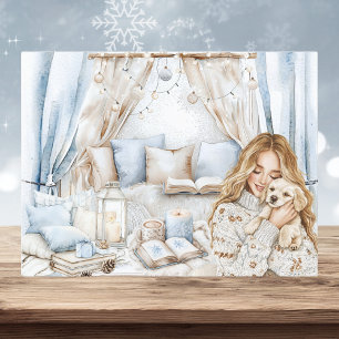 Puppy Love Cosy Winter Watercolor Holiday Postcard