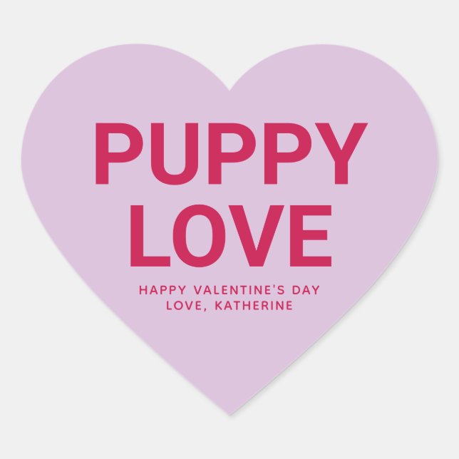Puppy love cute fun Valentine's Day conversation Heart Sticker (Front)