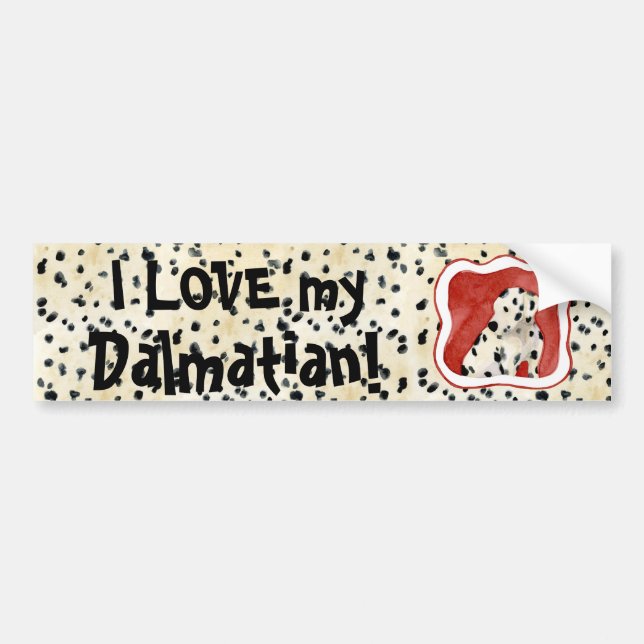 "Puppy Love," Dalmatian Puppy Art by Audrey Jeanne Bumper Sticker (Front)