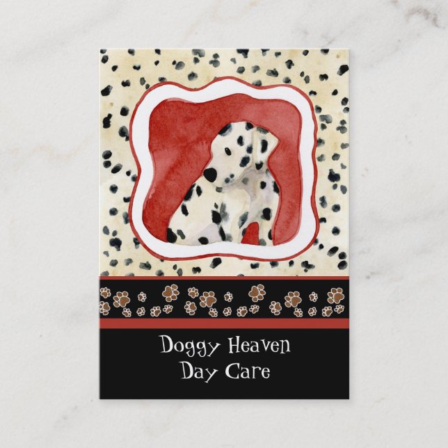 "Puppy Love," Dalmatian Puppy Art by Audrey Jeanne Business Card (Front)