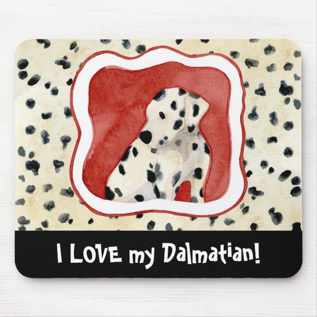 "Puppy Love," Dalmatian Puppy Art by Audrey Jeanne Mouse Mat (Front)