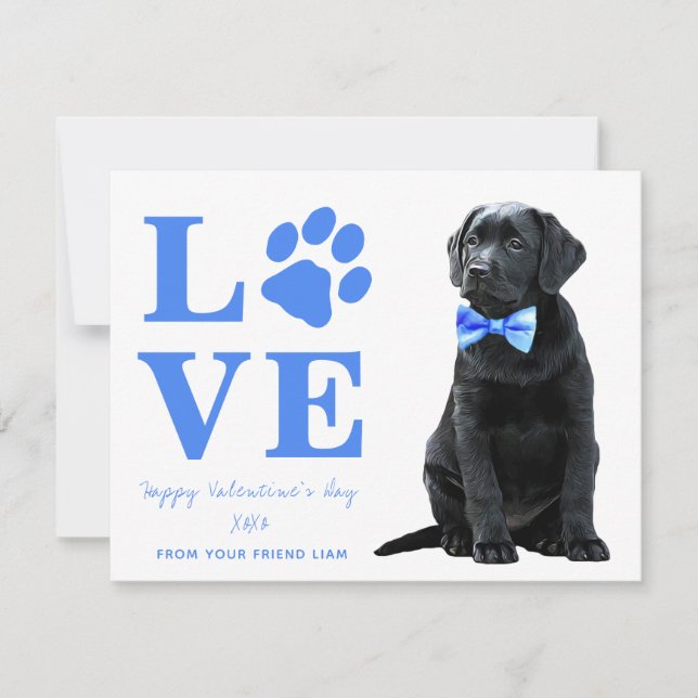 Puppy Love Dog Kids Valentines Day Holiday Card (Front)