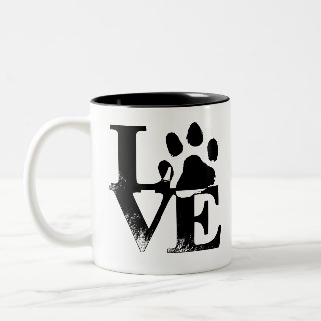 Puppy love dog lovers Two-Tone coffee mug (Left)
