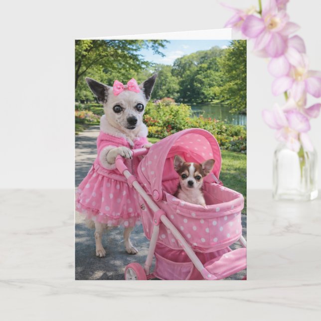 Puppy Love Folded Greeting Card (Orchid)