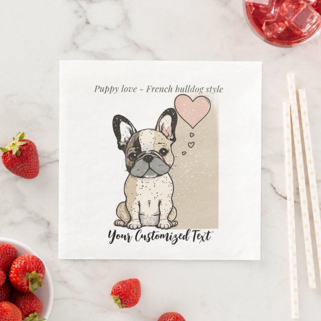 Puppy love - French bulldog style T-Shirt Napkin (Insitu)