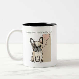 Puppy love - French bulldog style  Two-Tone Coffee Mug