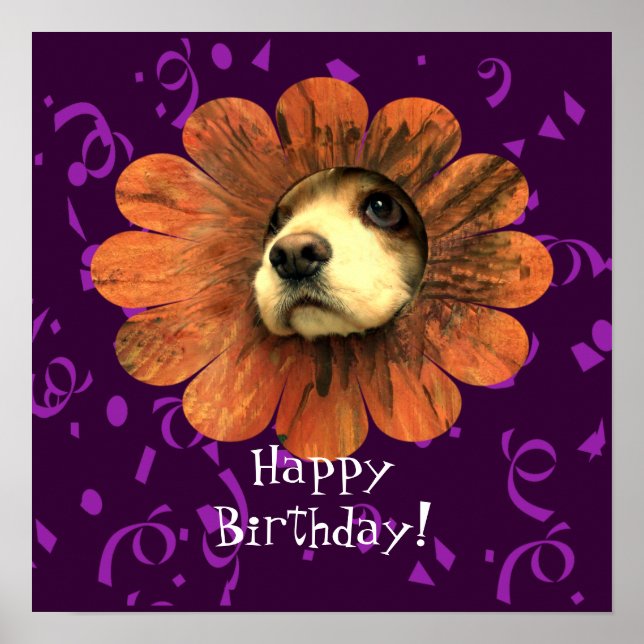 Puppy Love Happy Birthday Poster (Front)