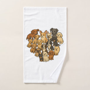 Puppy Love - Heart Made of Dogs Hand Towel
