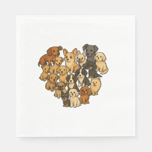 Puppy Love - Heart Made of Dogs Napkin