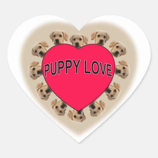 Puppy Love Heart Sticker (Front)