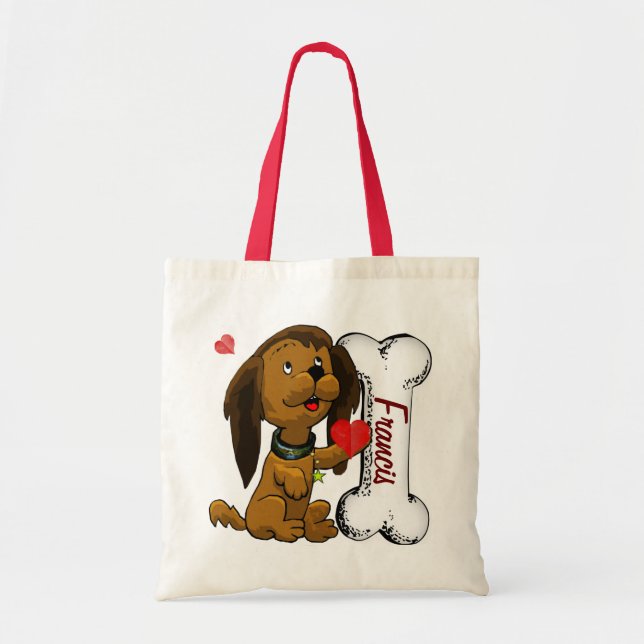 Puppy Love PERSONALIZED Tote Bag (Front)
