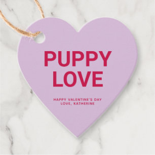 Puppy love purple heart fun cute Valentine's Day Favour Tags