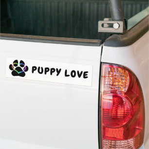 PUPPY Love Rainbow Heart Bumper Sticker