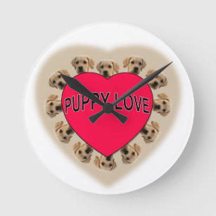 Puppy Love Round Clock