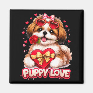 Puppy Love Valentine Shih Tzu Dog Cute Romance Magnet