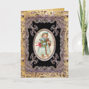 Puppy Love Victorian Holiday Card