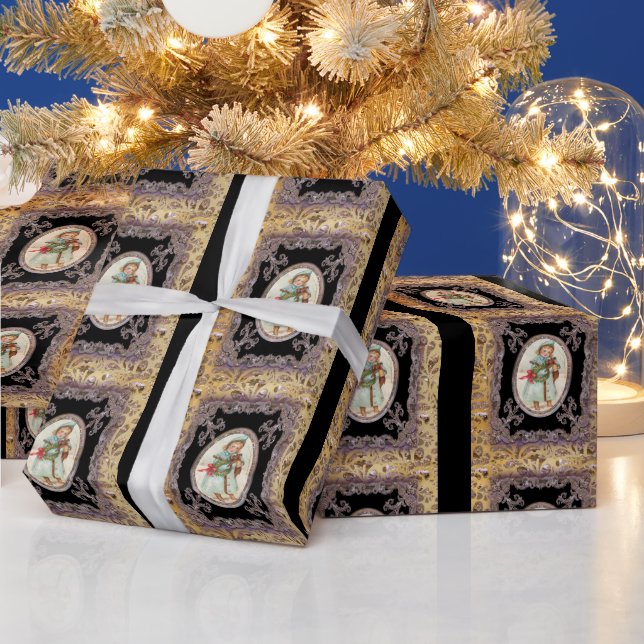 Puppy Love Victorian Holiday  Wrapping Paper (Holidays)