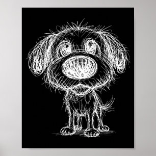 Puppy Lover Abstract Scribble Dog Art Cute Pet Sch Poster