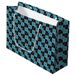 Puppy Lover Checks Blue 02-GIFT BAG L