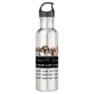 Puppy Modern Dog Walking Sitting Black White 710 Ml Water Bottle