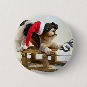 Puppy on a Sled 6 Cm Round Badge
