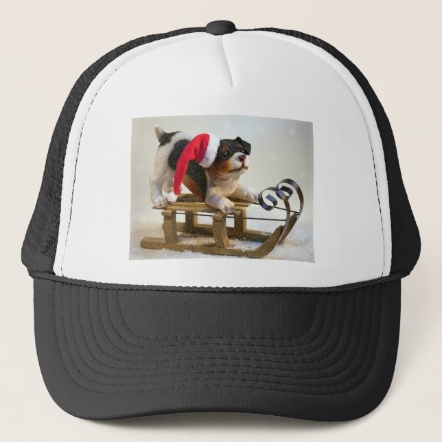 Puppy on a Sled Trucker Hat (Front)