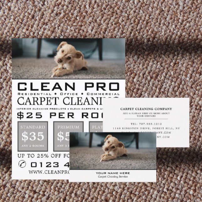 Puppy on Carpet, Carpet Cleaners, Cleaning Service Business Card (Creator Uploaded)
