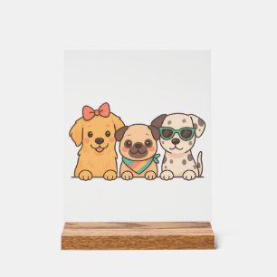Puppy Pals � Cute Trio of Dogs in Pastel Style Acrylic Sign