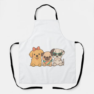 Puppy Pals � Cute Trio of Dogs in Pastel Style Apron