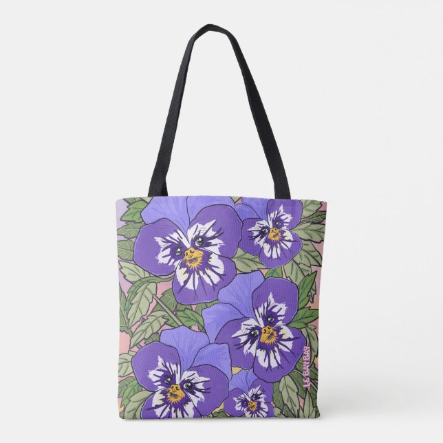 Puppy Pansies Tote Bag (Back)