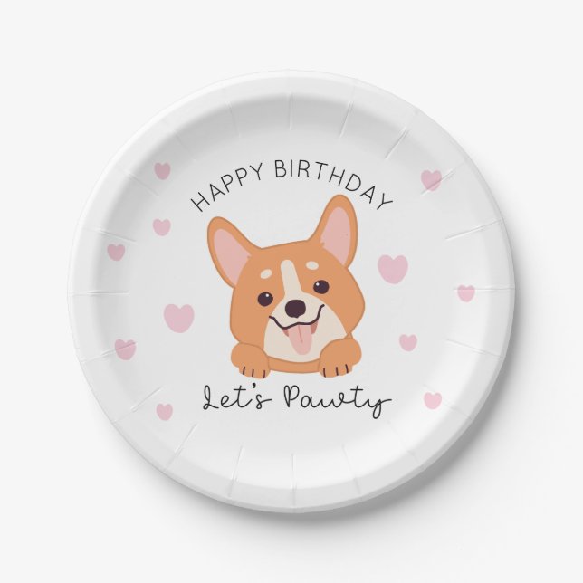 Puppy Paper Plates Lets Pawty Party Tableware (Front)