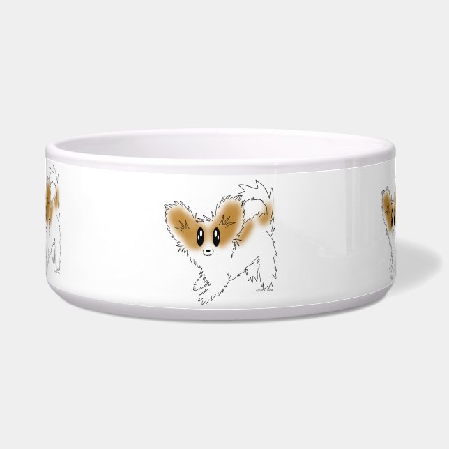 Puppy Papillon Dog Food or Water Bowl (Front)