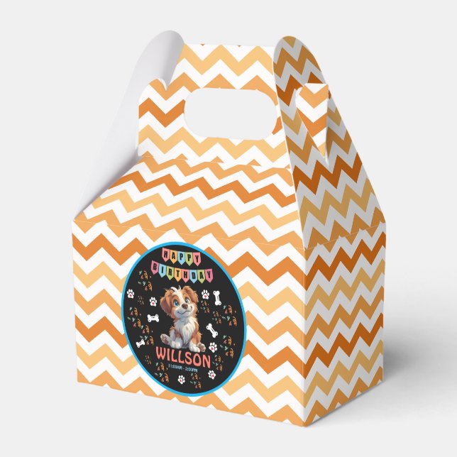 Puppy Party Birthday  | Cute Kids Dog Theme Favour Box (Front Side)