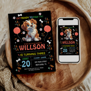 Puppy Party Birthday    Cute Kids Dog Theme Invitation