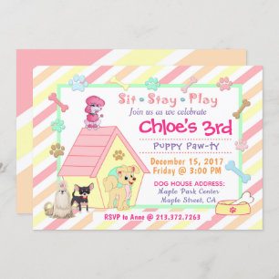 Puppy Party Birthday Invitation 5x7