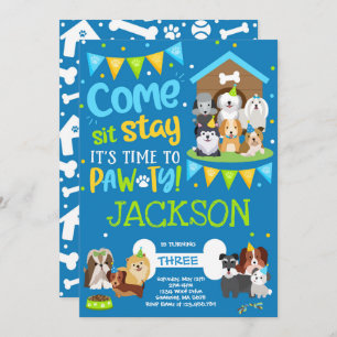 Puppy Party Invitation Doggy Birthday Pawty Boy