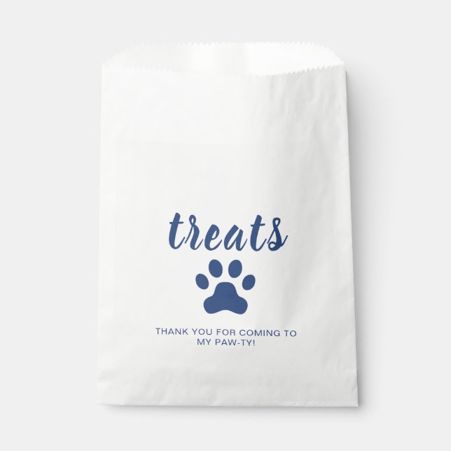 Puppy party treat favour bag blue (Front)