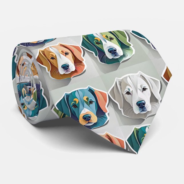 Puppy Pattern Neck Tie (Rolled)